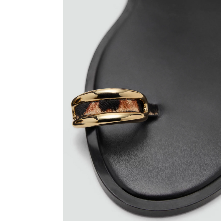 Animal-Print Leather Sandals