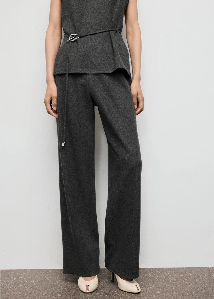 Straight Fit Trousers With Elastic Waist