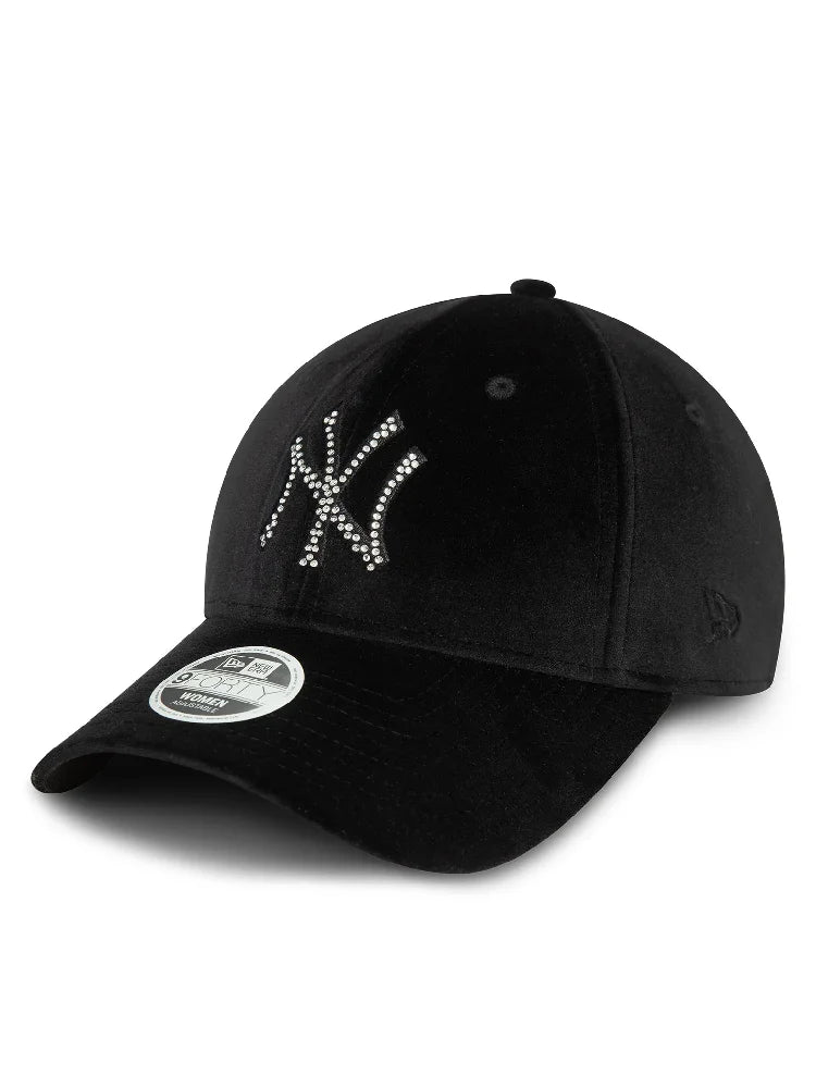 NEW ERA New York Yankees Womens Velour Diamante Black 9FORTY Adjustable Cap 60580876