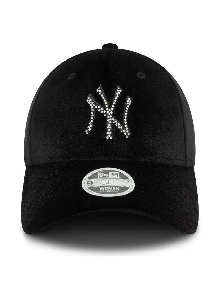 NEW ERA New York Yankees Womens Velour Diamante Black 9FORTY Adjustable Cap 60580876