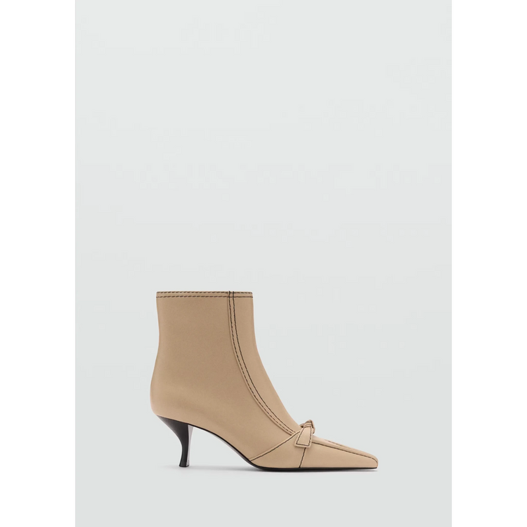 Leather Boots With Bow And Decorative Stitching