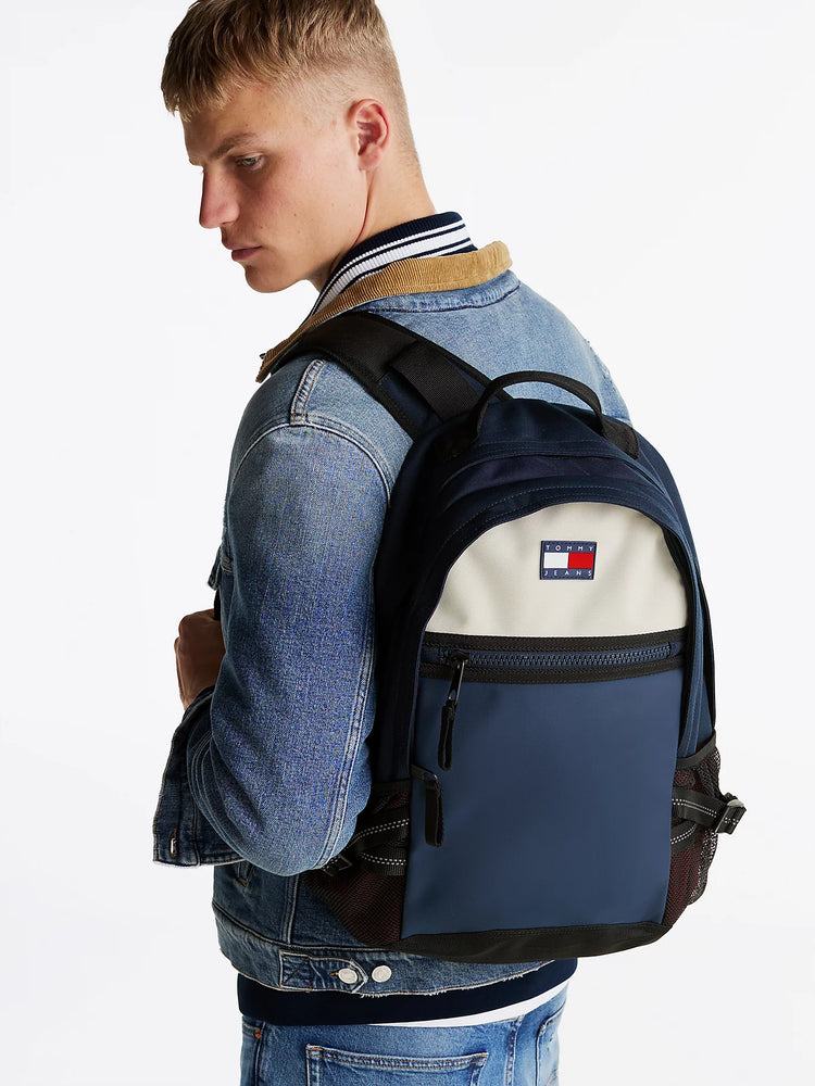 Rubberised Logo Colour-Blocked Backpack