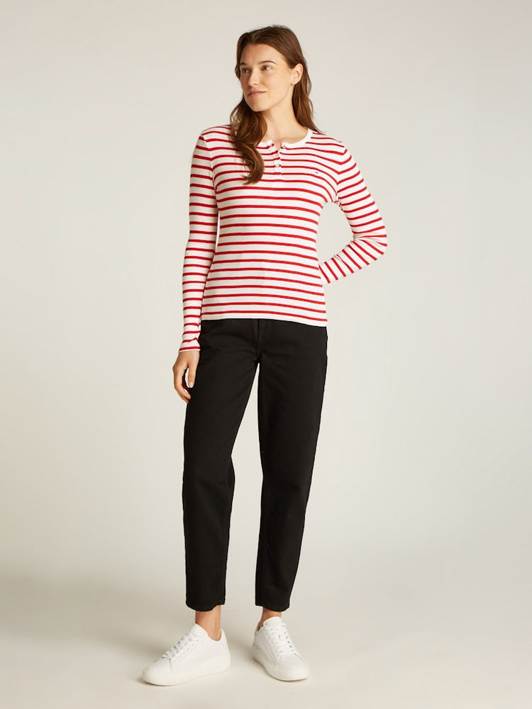 TJW SLM BUTTON RIB C-NECK LS EXT