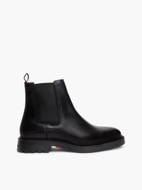 Leather Embossed Cleat Chelsea Boots