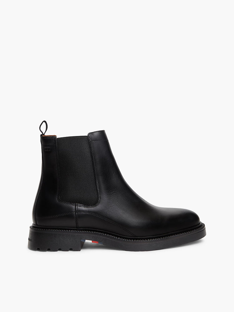Leather Embossed Cleat Chelsea Boots