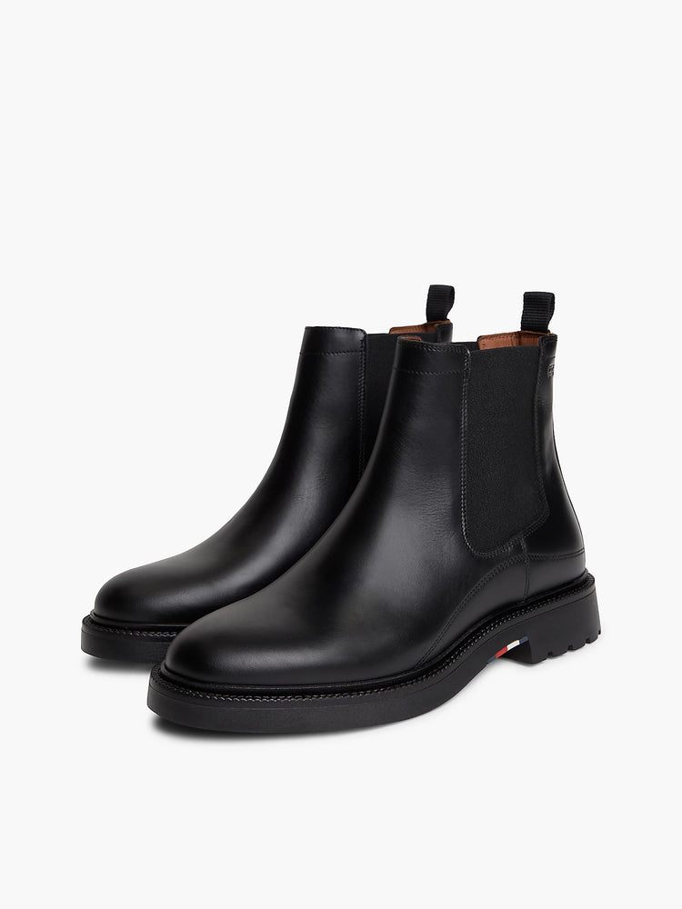 Leather Embossed Cleat Chelsea Boots