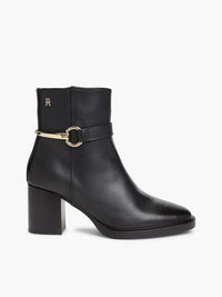 Block Heel Leather Riding Ankle Boots