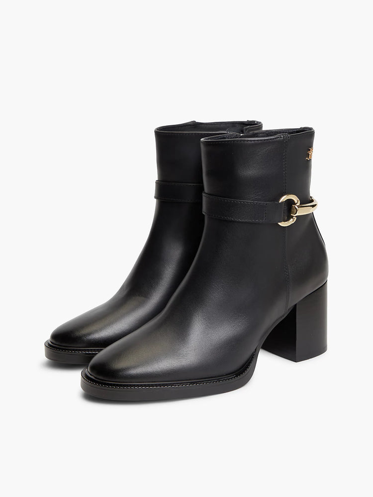Block Heel Leather Riding Ankle Boots