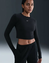 NIKE Sportswear Chill Knit Slim Long-Sleeve Cropped Top Black HF5322-013