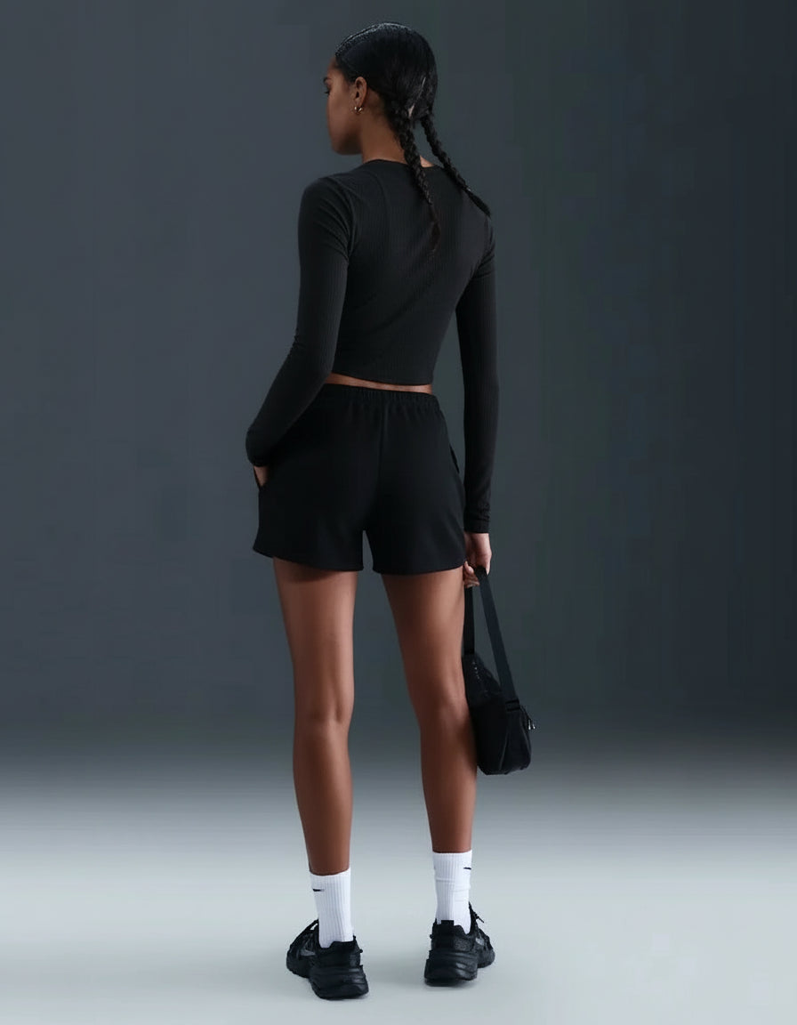 NIKE Sportswear Chill Knit Slim Long-Sleeve Cropped Top Black HF5322-013