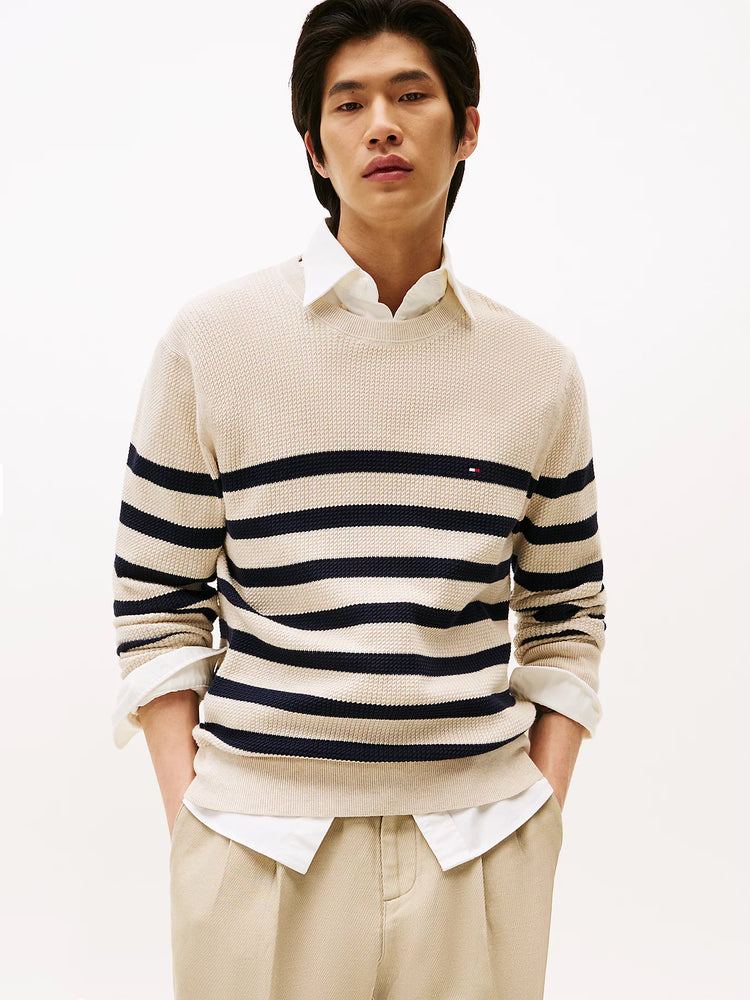 Textured Knit Crew Neck Jumper