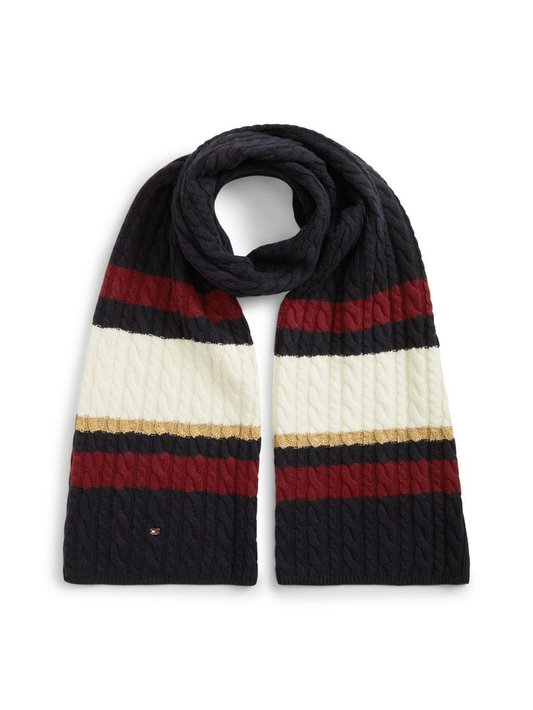 Flag Cable Knit Scarf With Alpaca