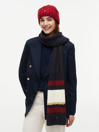 Flag Cable Knit Scarf With Alpaca