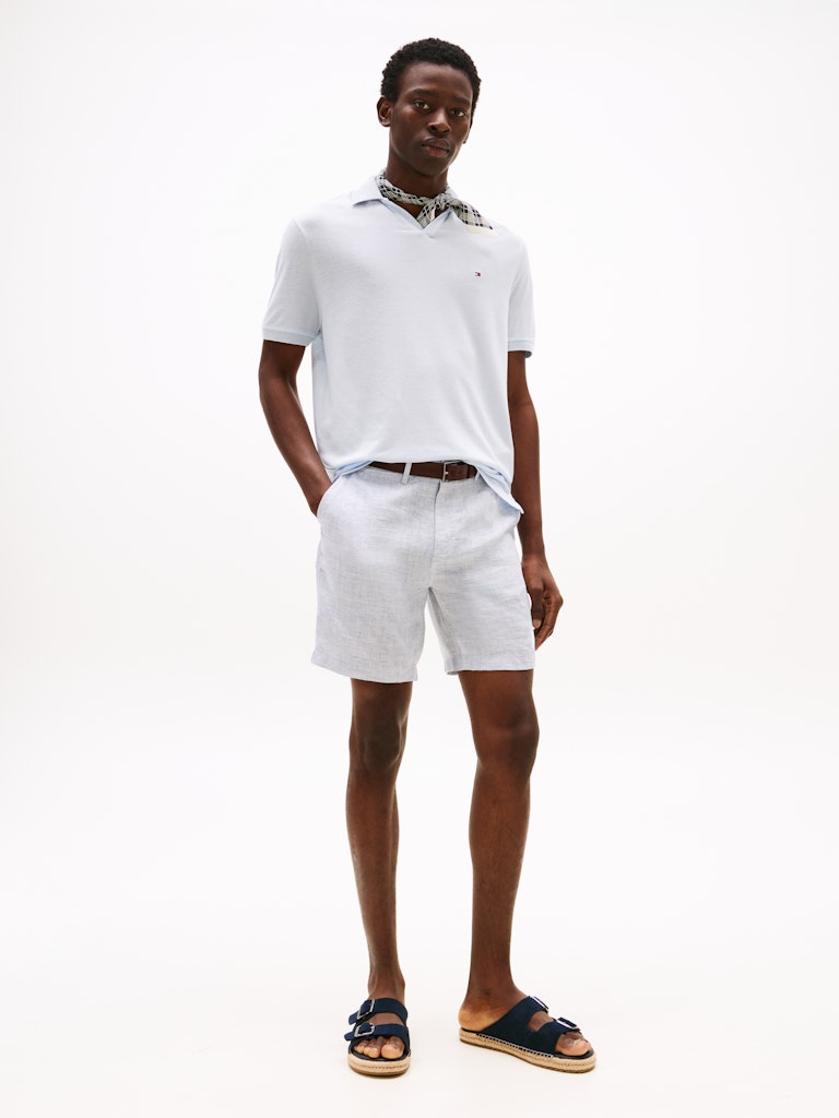 Regular Fit Polo Shirt With Linen
