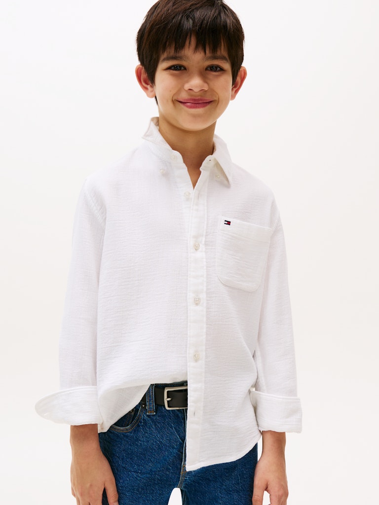 Textured Solid Shirt Long Sleeve
