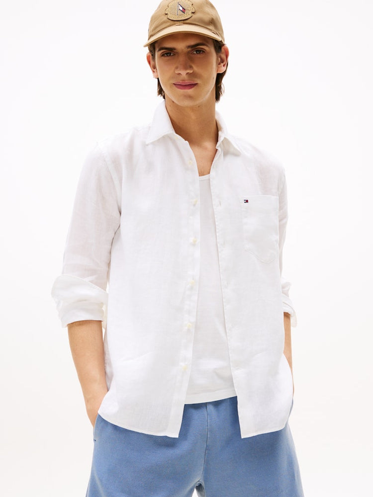 Pure Linen Regular Fit Semi-Spread Collar Shirt