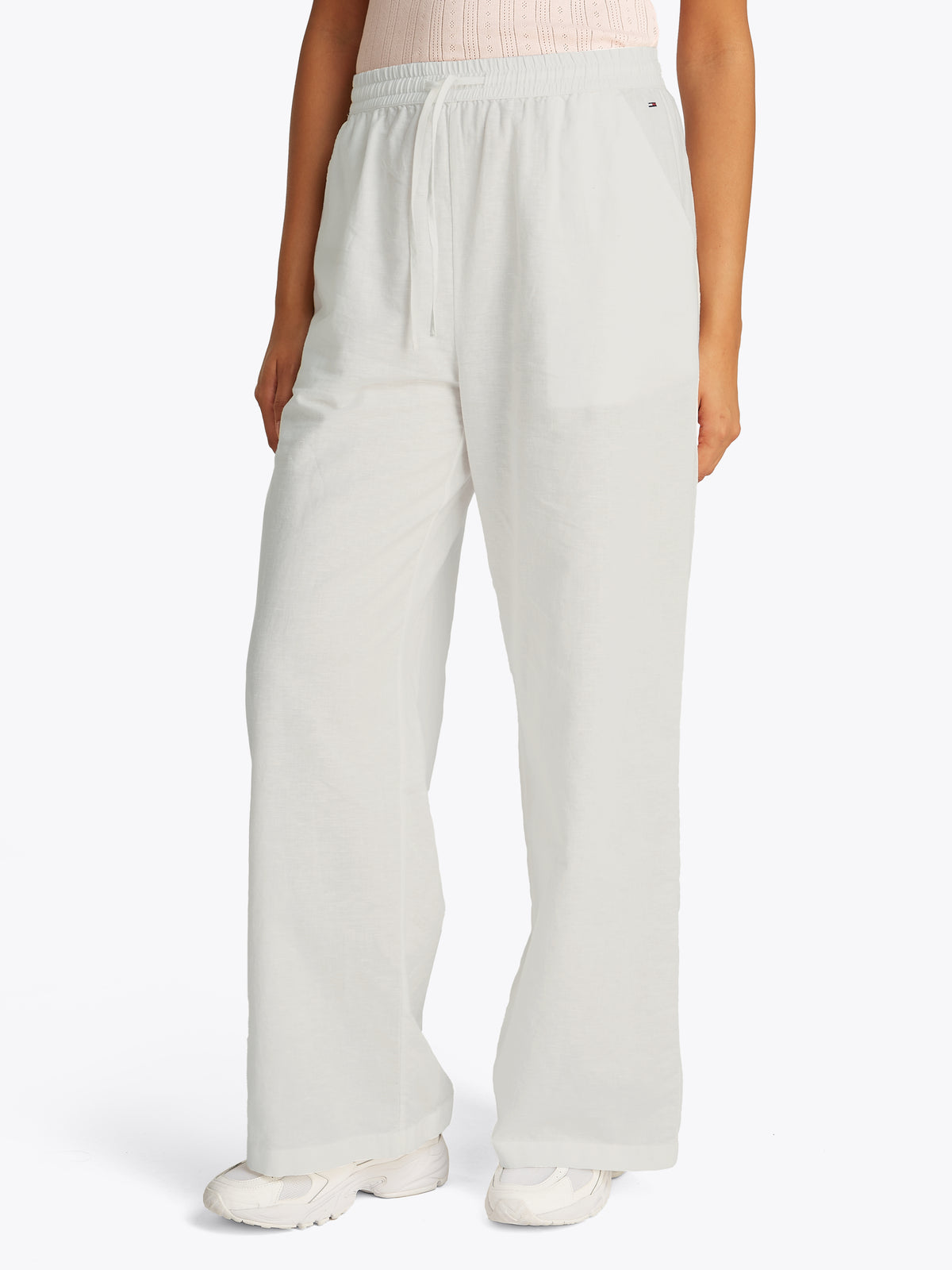 Wide Leg Trousers Whit Linen
