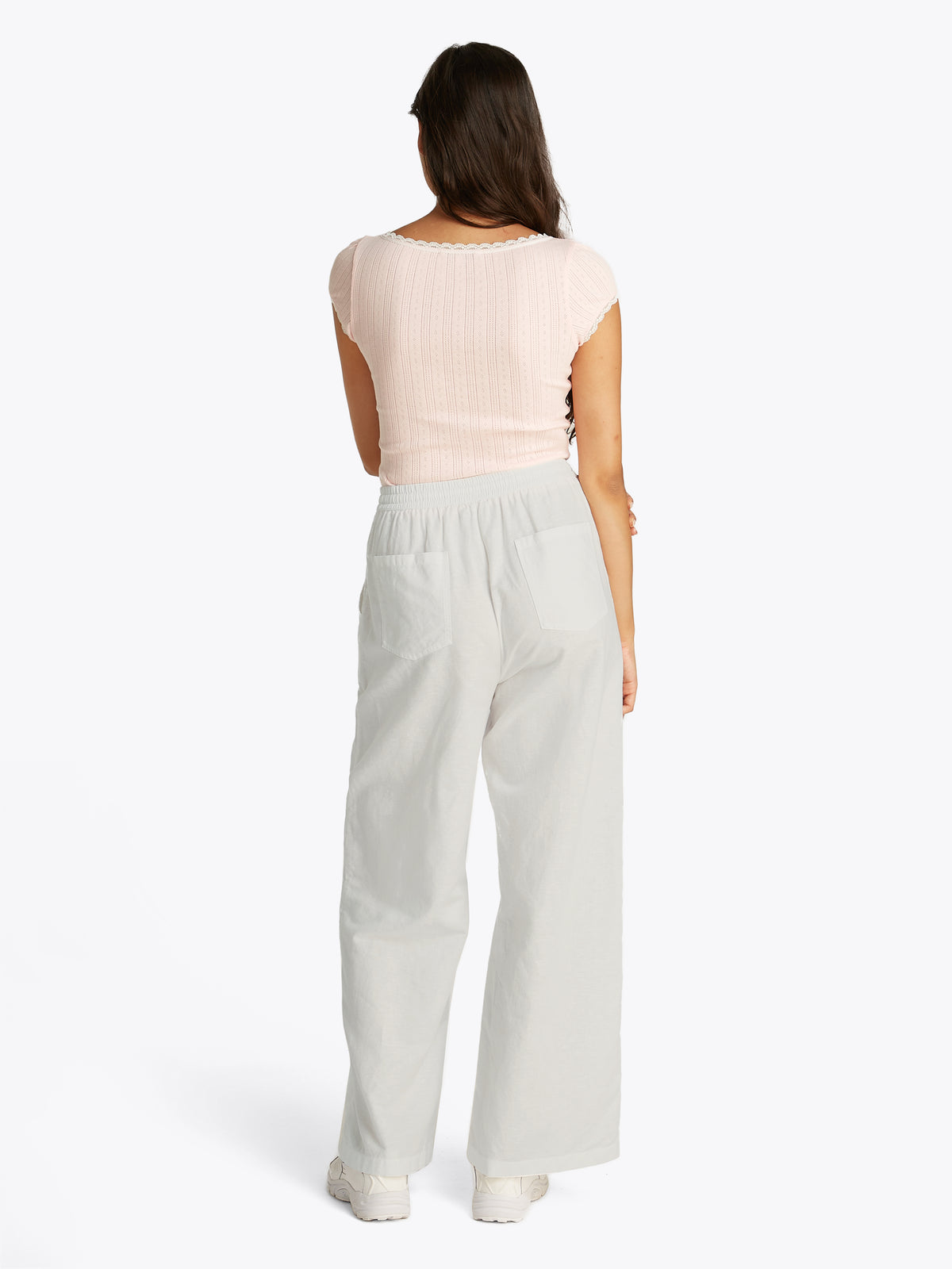 Wide Leg Trousers Whit Linen