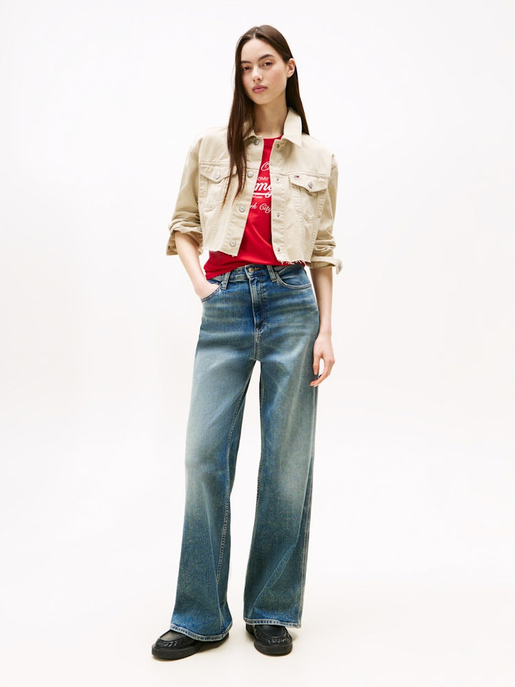 Back Logo Cropped Denim Jacket