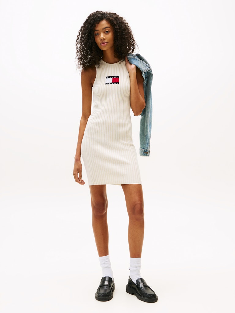 Ribbed Sleveless Mini Jumper Dress
