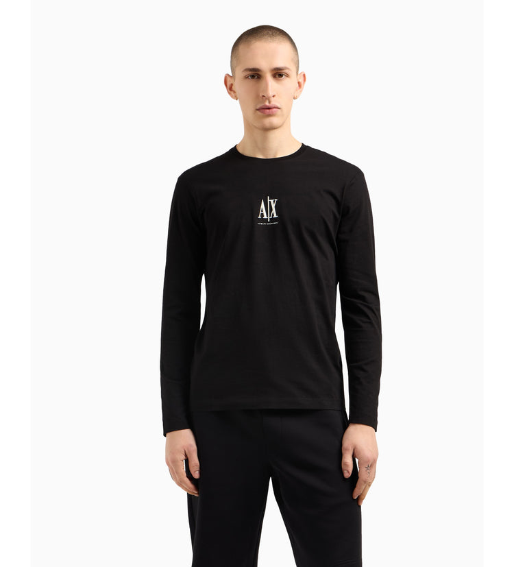 Cotton Fitted Long Sleeve Crew Neck T-Shirt
