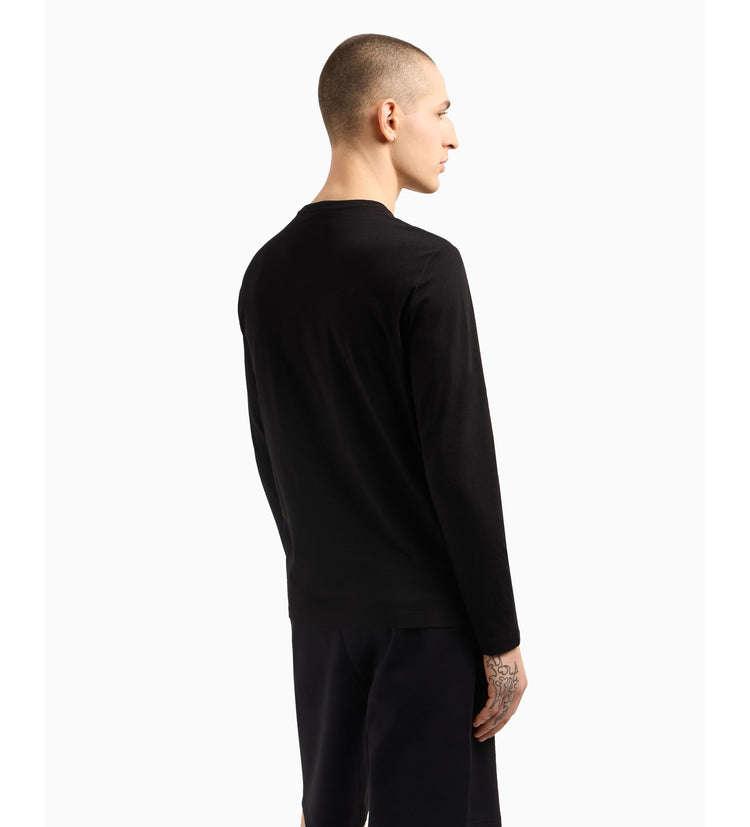 Cotton Fitted Long Sleeve Crew Neck T-Shirt