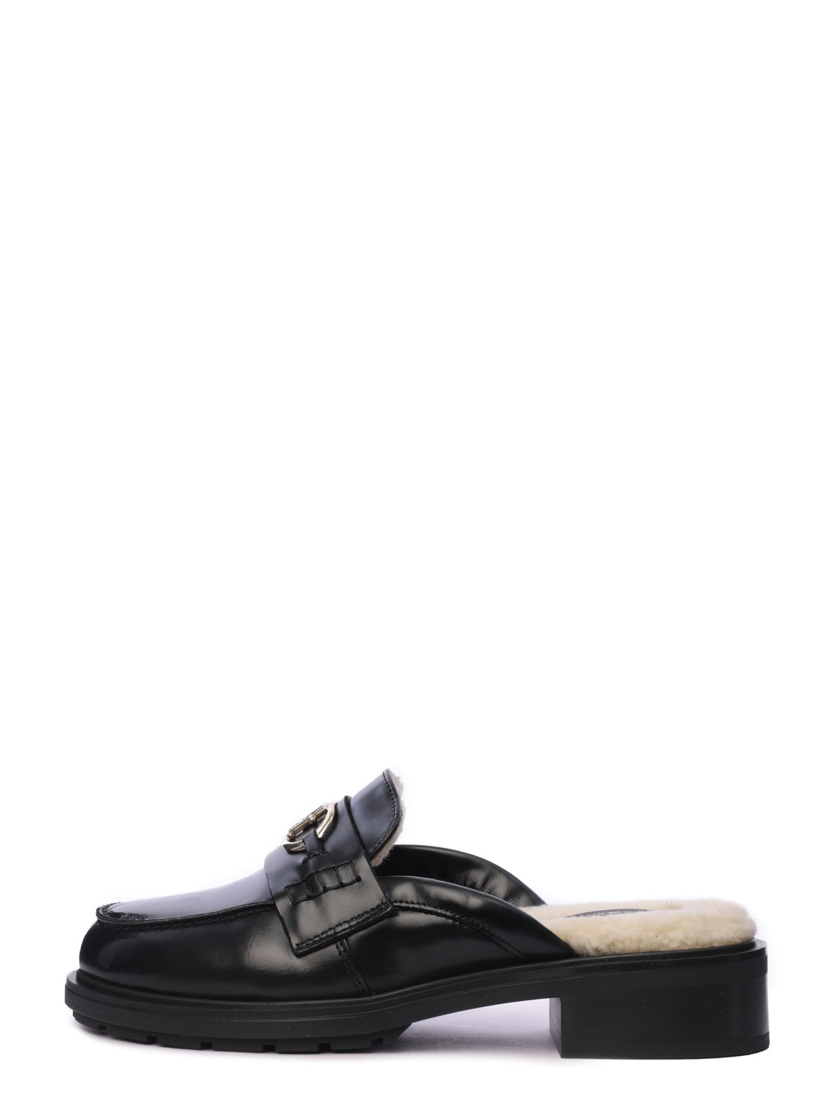 Leather Mules Whit Wool Lining