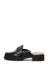 Leather Mules Whit Wool Lining