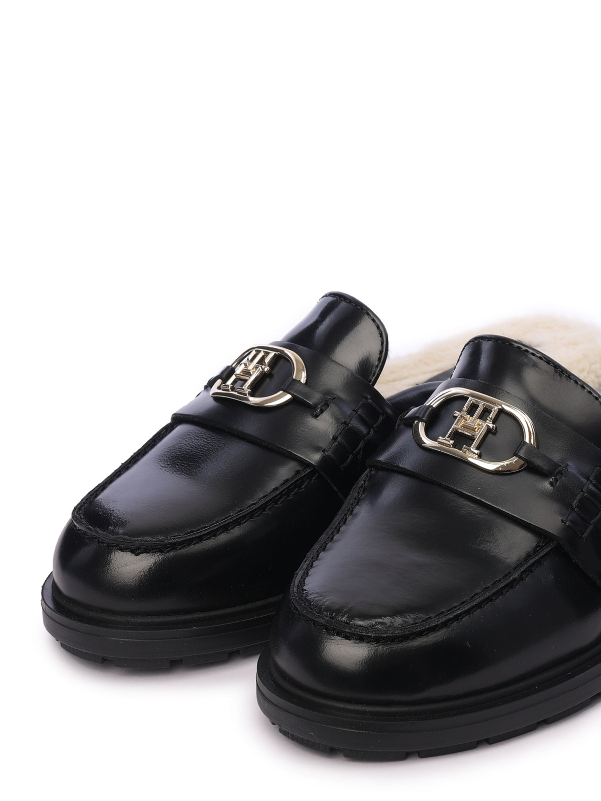 Leather Mules Whit Wool Lining