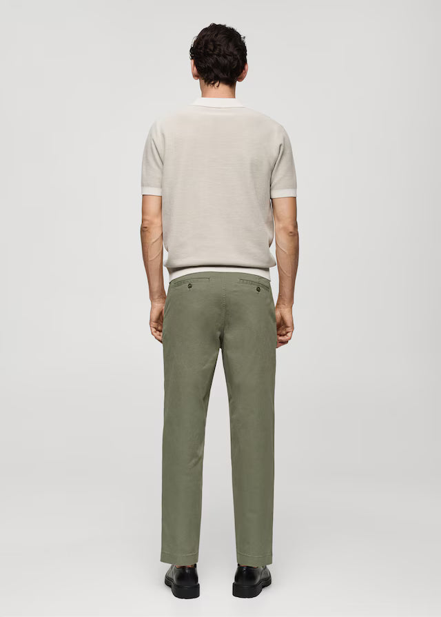 Regular Fit Pleated Cotton Trousers