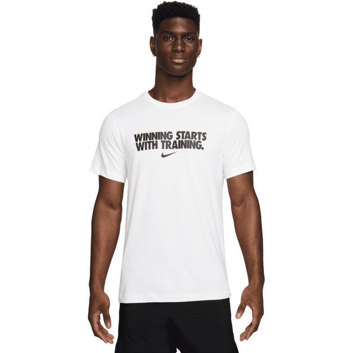 mens white nike dri fit t shirt