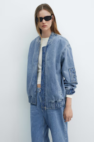 Mango Bomber Denim Jacket