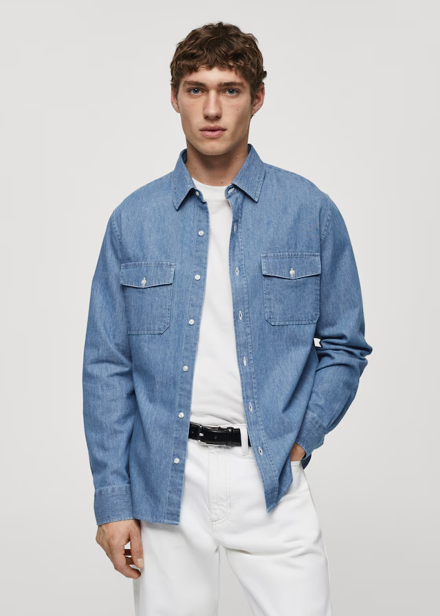 Mango Denim Overshirt Whit Pockets