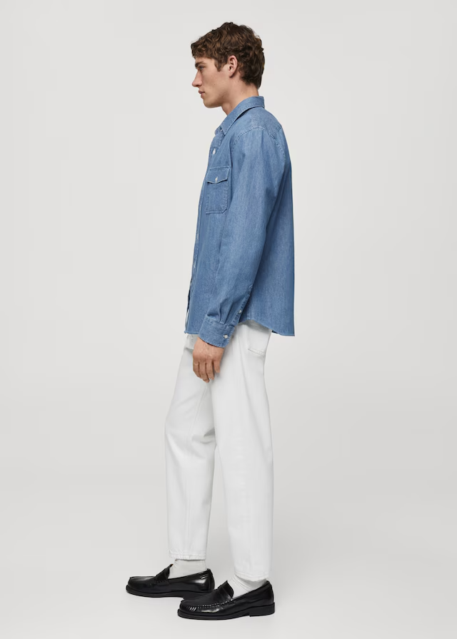 Mango Denim Overshirt Whit Pockets