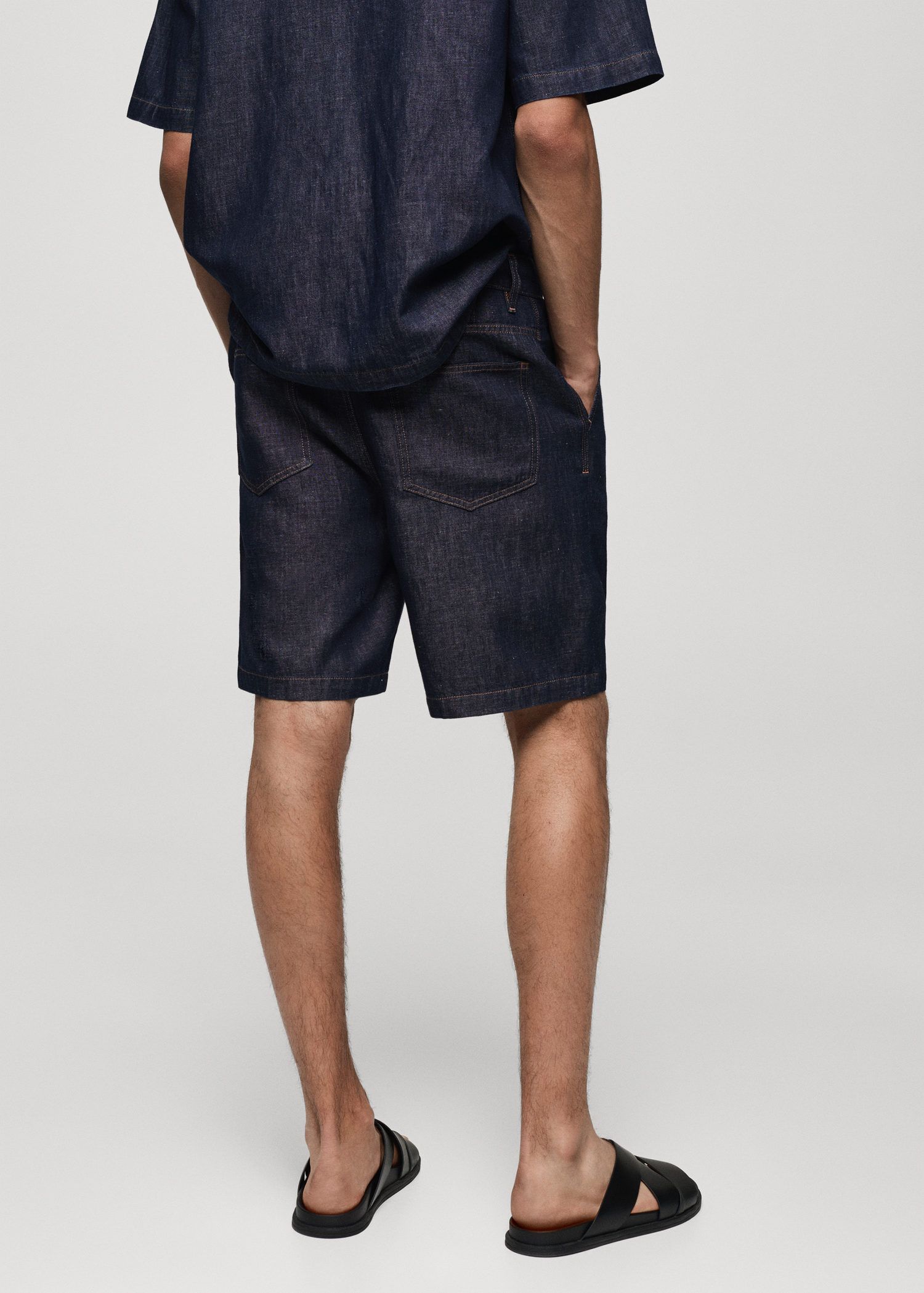 Mango Cotton Denim Bermuda Shorts