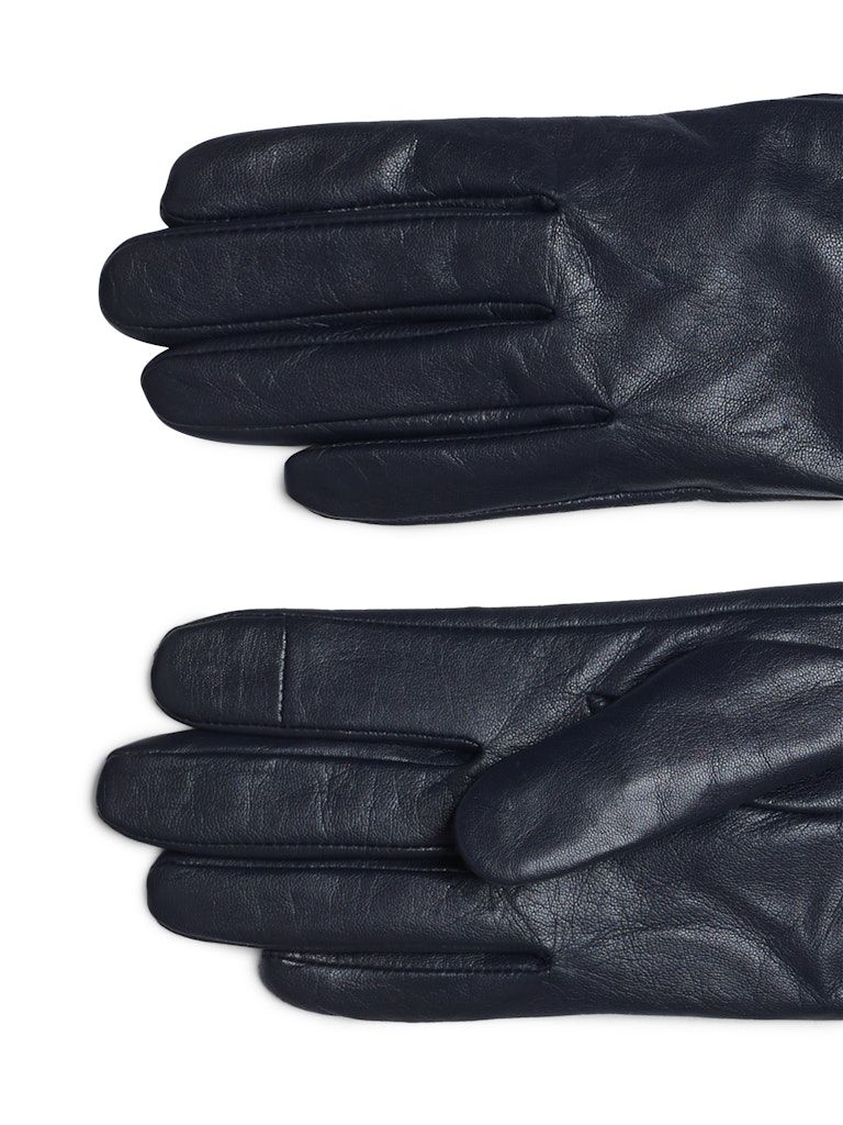 Tommy Hilfiger Leather Rib Knit Cuff Gloves