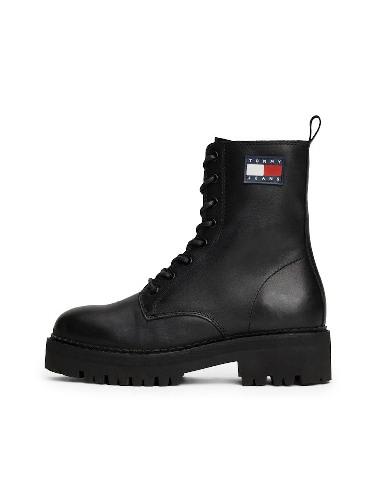 Tommy Jeans Leather Cleat Chunky Sole Lace Up Boots