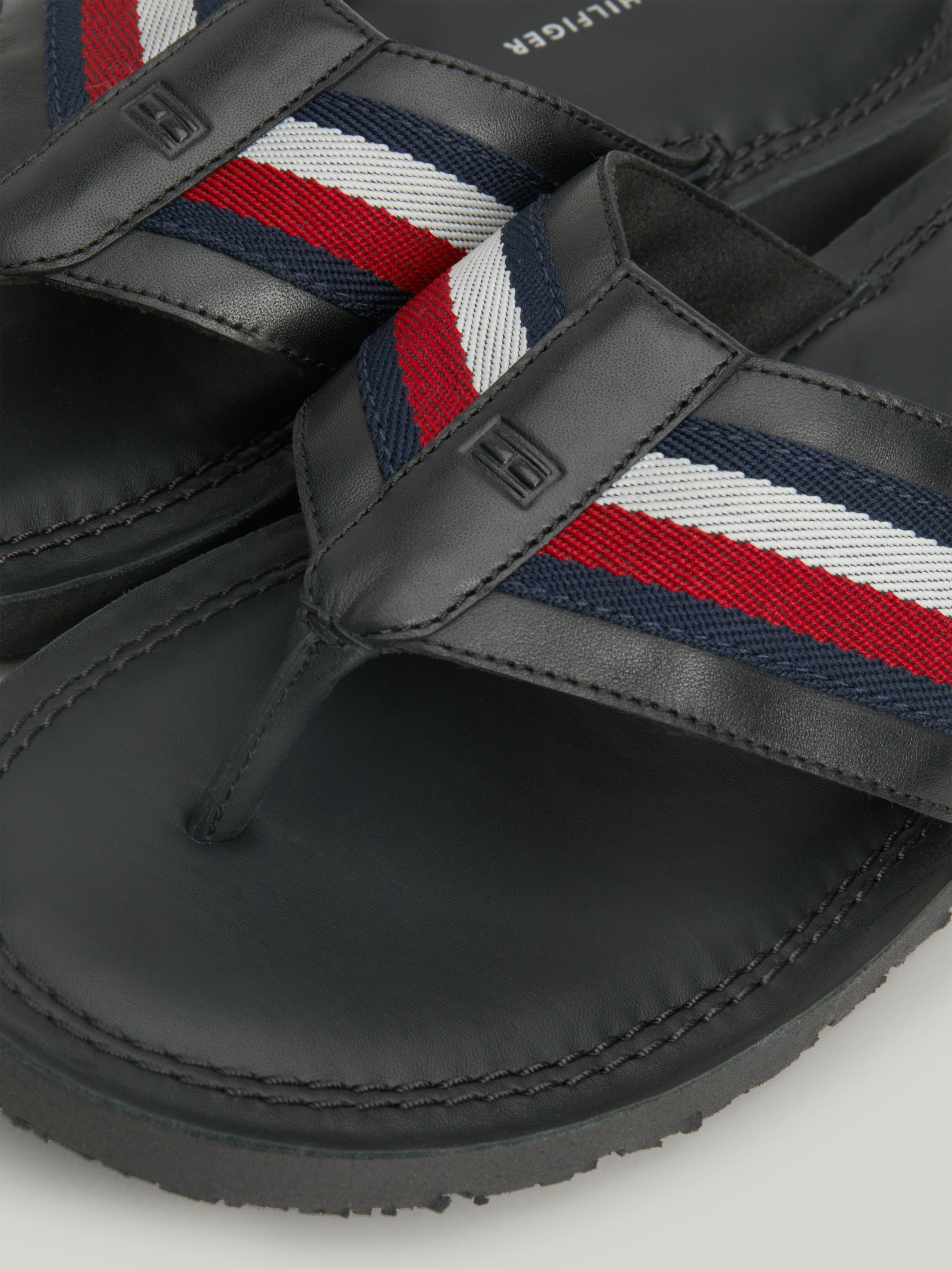 Tommy Hilfiger Signature Tape Strap Leather Sandals