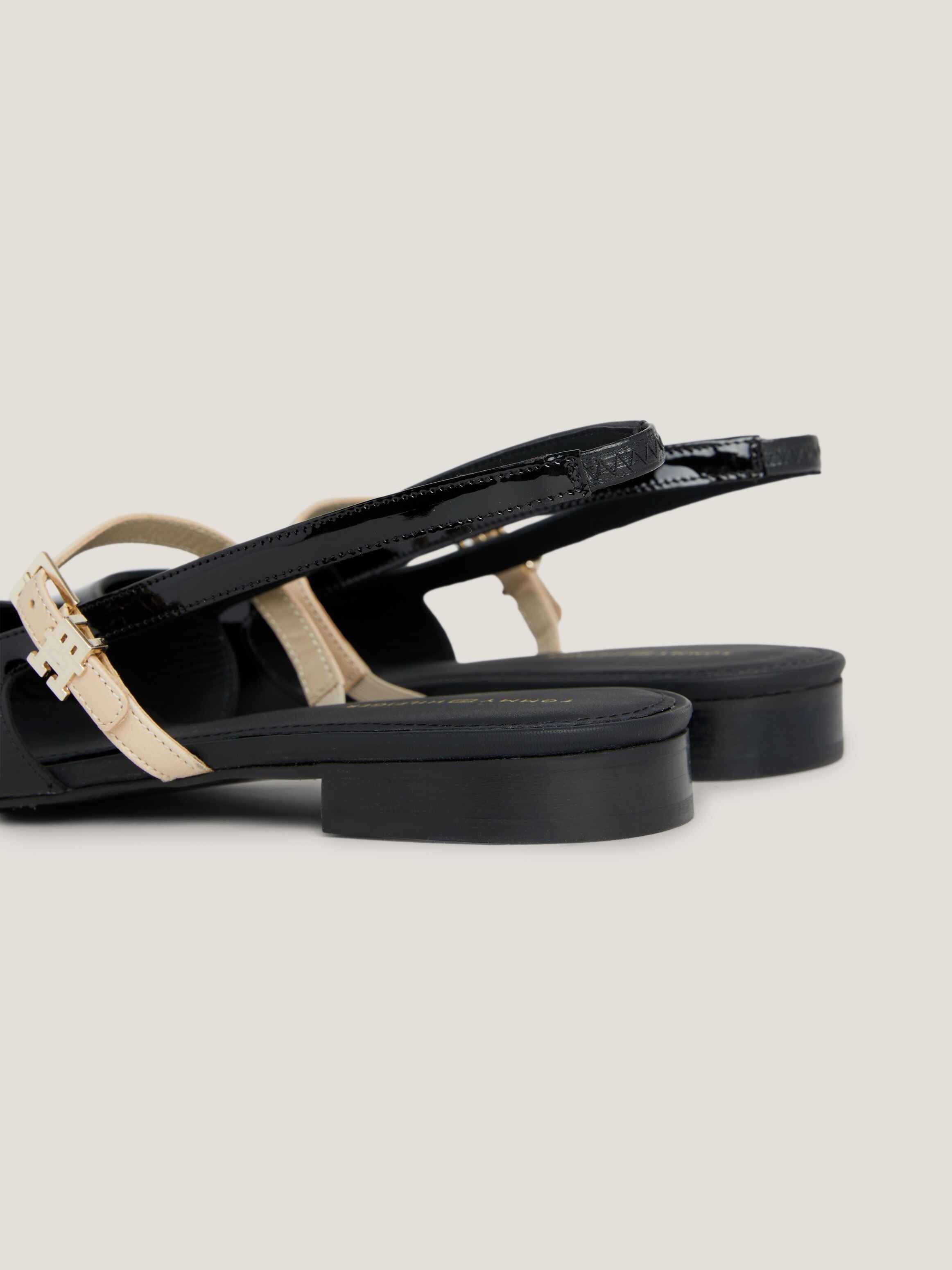 Tommy Hilfiger Buckle Patent Leather Slingback Ballerinas