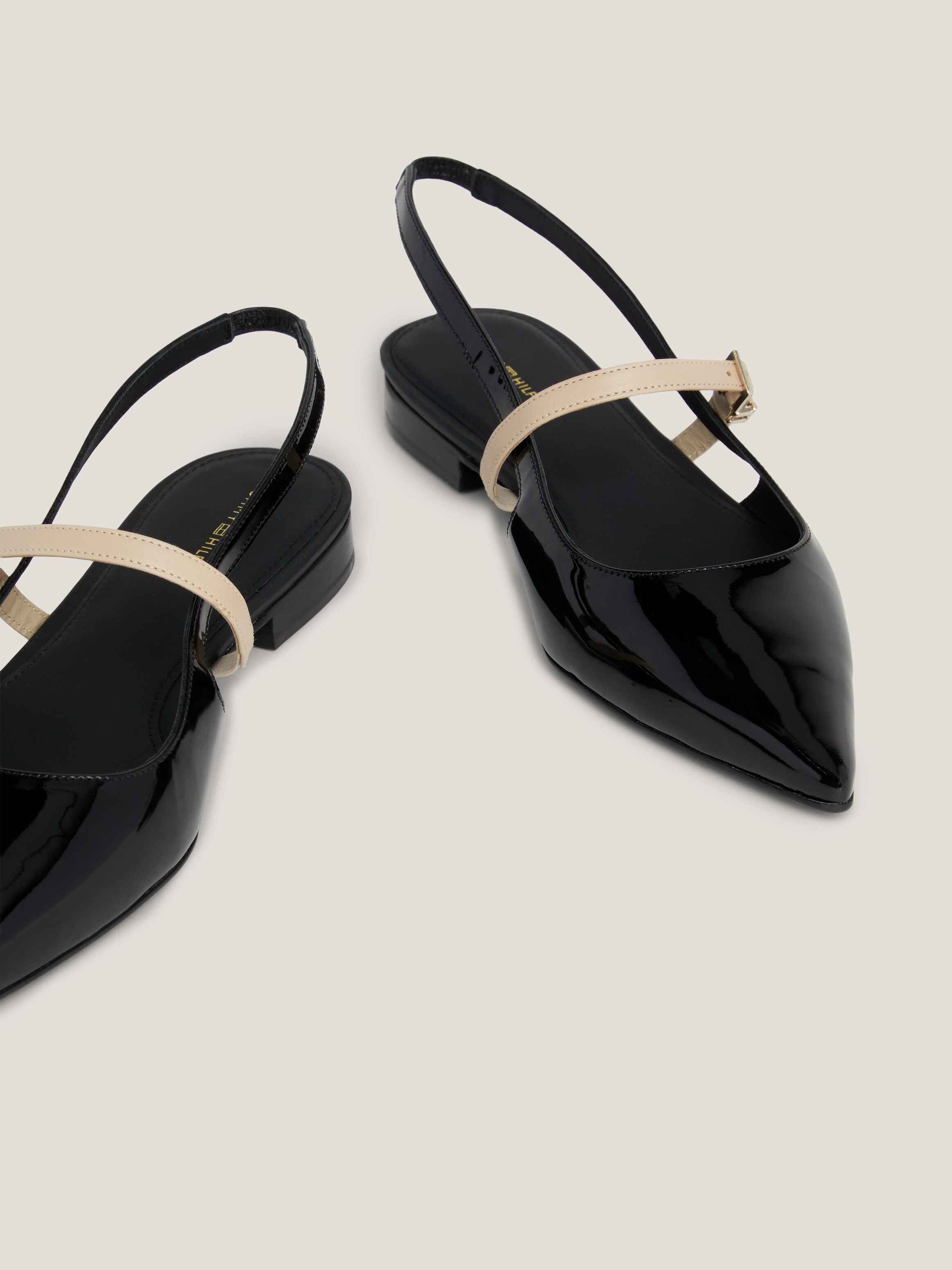 Tommy Hilfiger Buckle Patent Leather Slingback Ballerinas