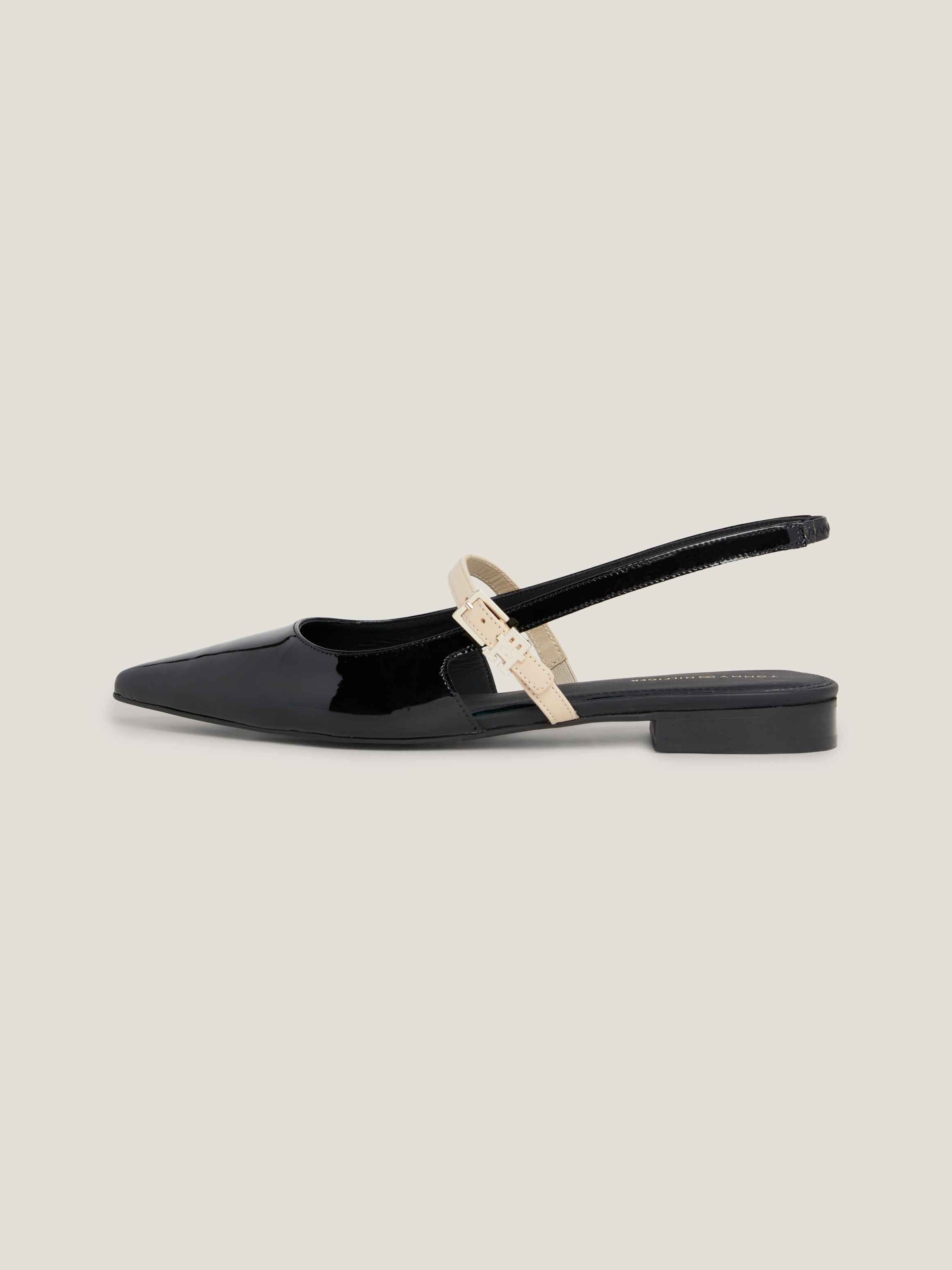 Tommy Hilfiger Buckle Patent Leather Slingback Ballerinas