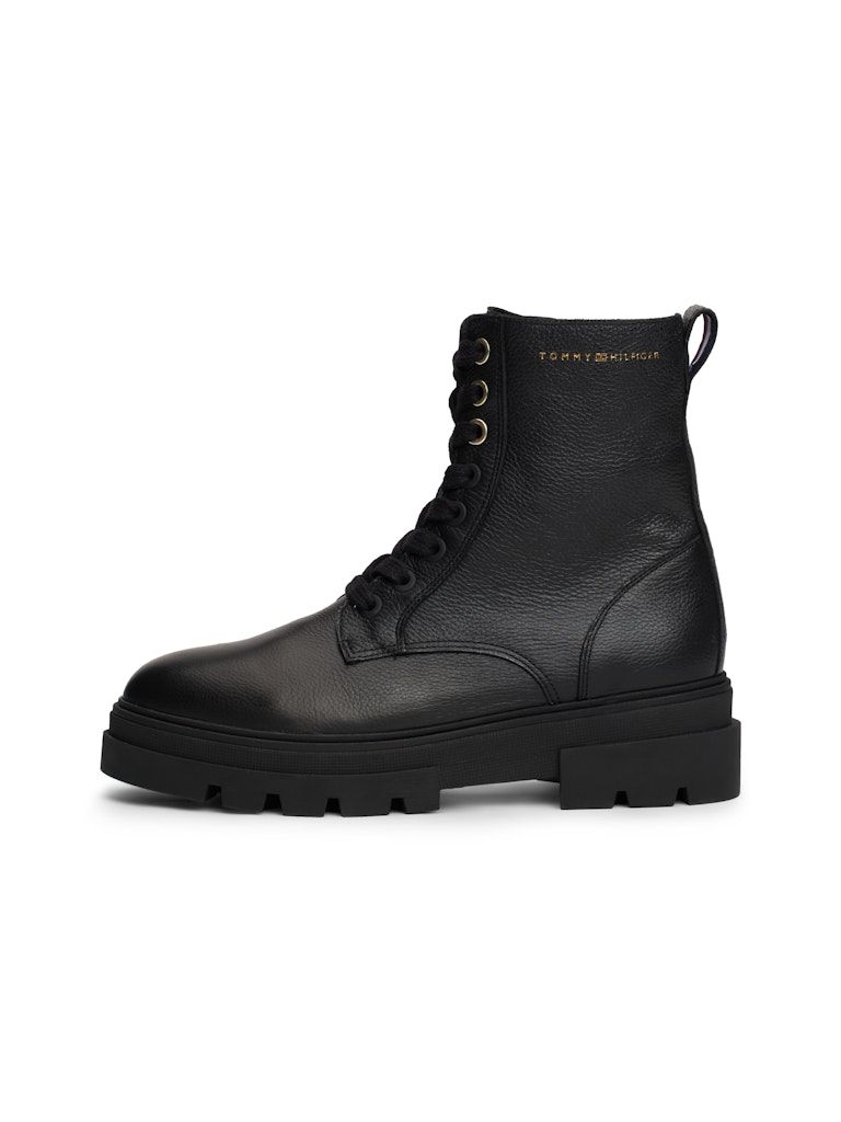 Tommy Hilfiger Leather Cleat Lace Up Mid Boots