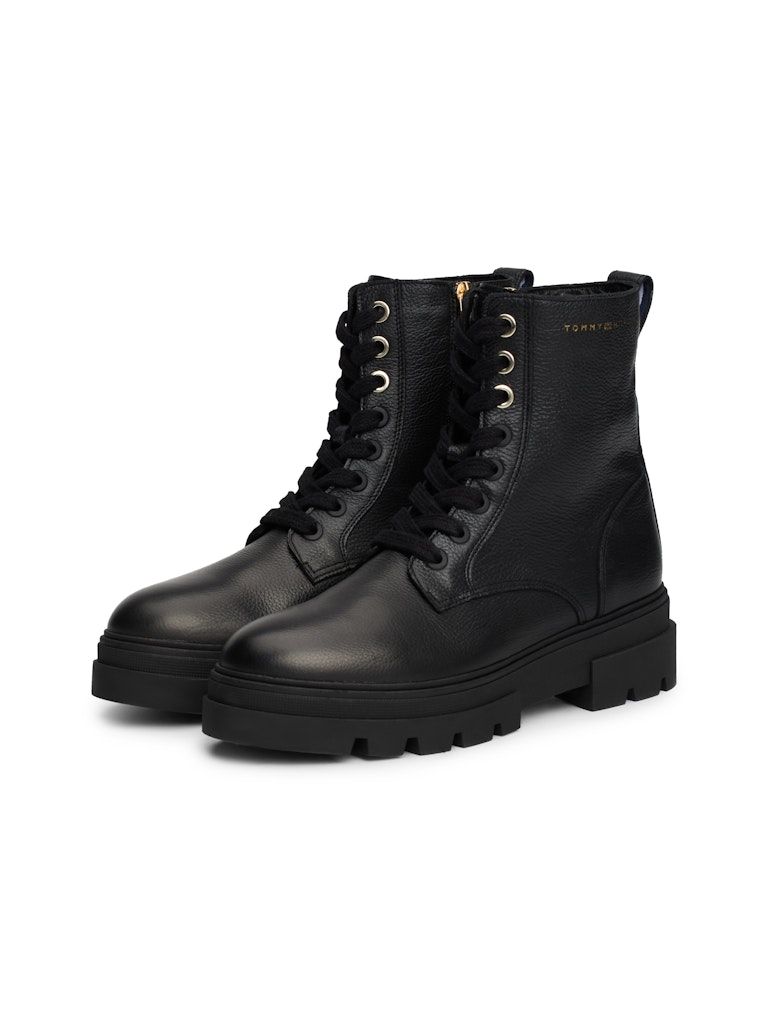 Tommy Hilfiger Leather Cleat Lace Up Mid Boots