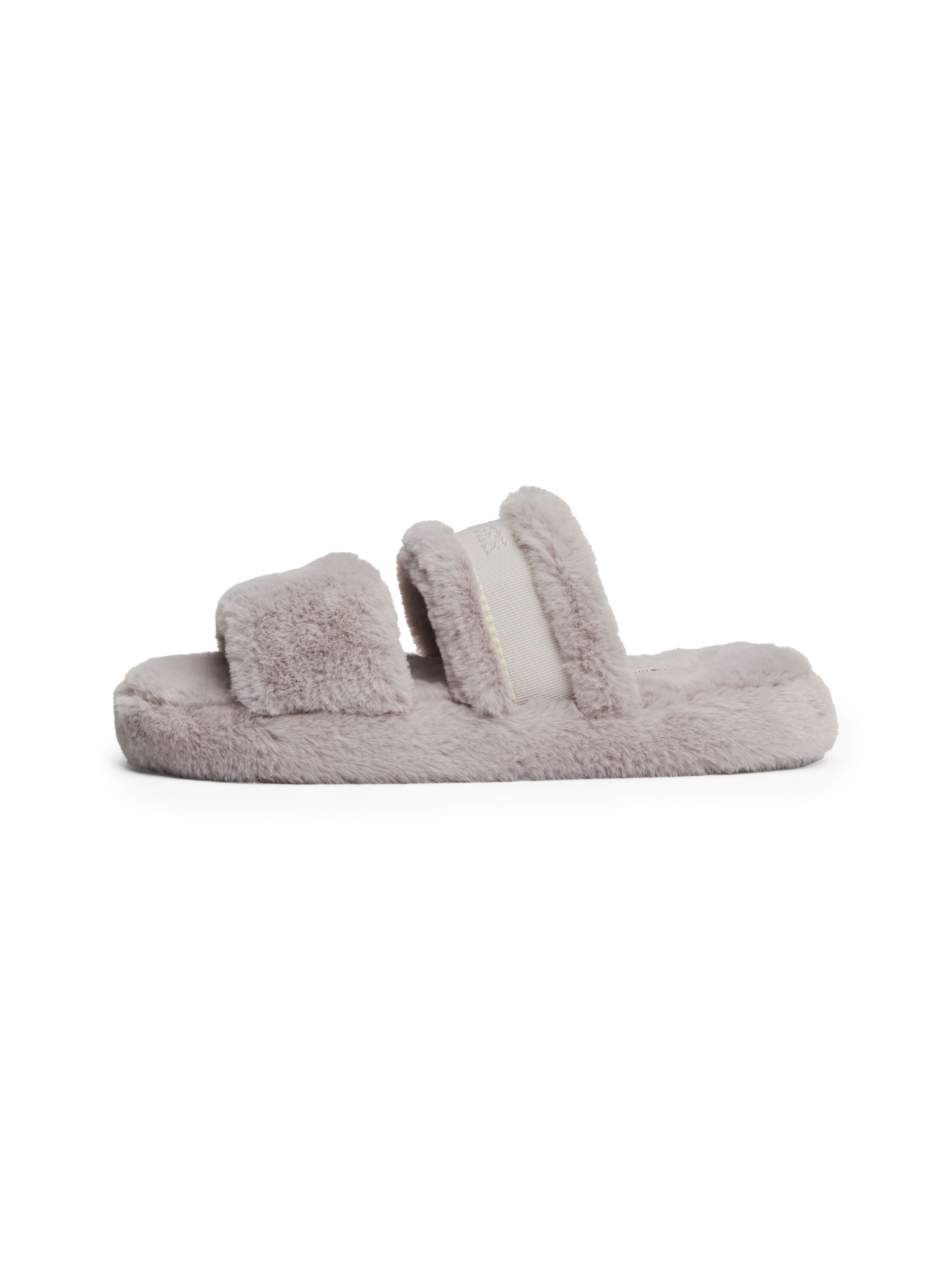 Tommy Hilfiger Faux Fur Logo Slippers