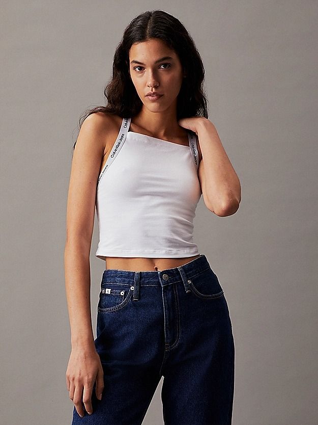 Calvin Klein Jeans Logo Tape Cropped Tank Top