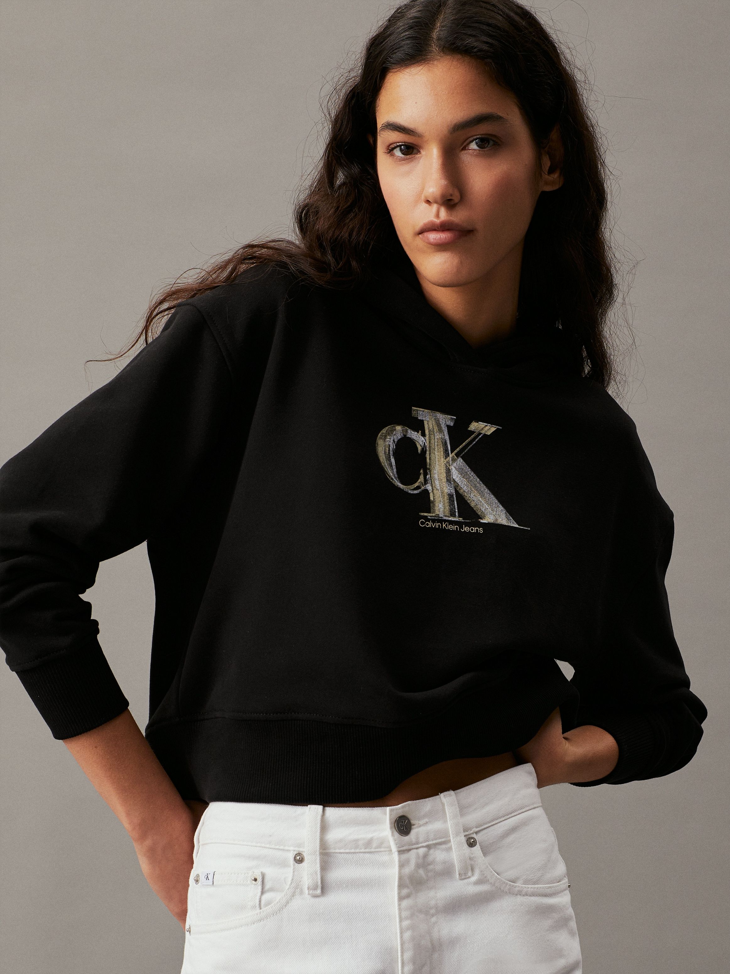 Calvin Klein Cropped Monogram Hoodie