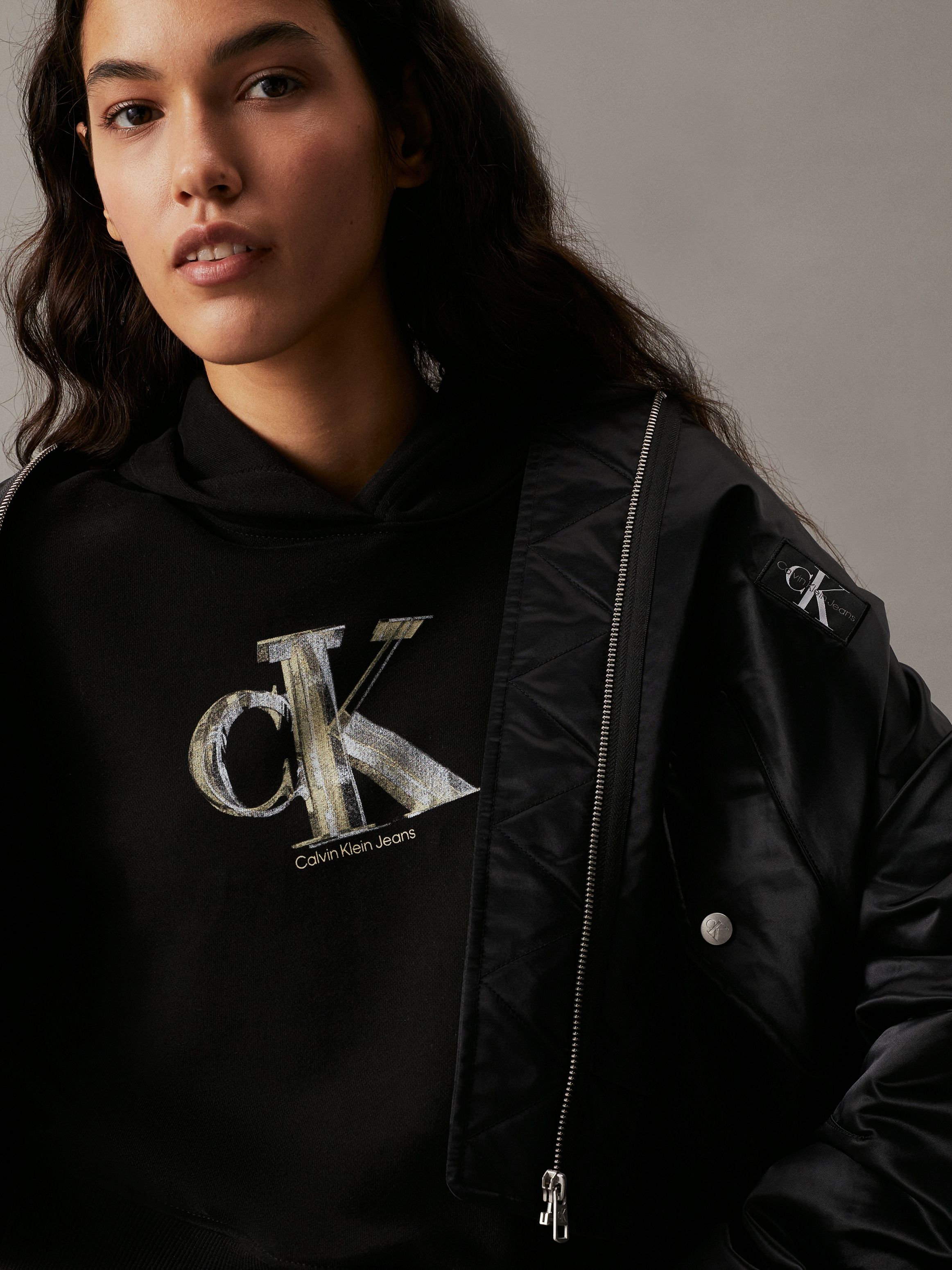 Calvin Klein Cropped Monogram Hoodie