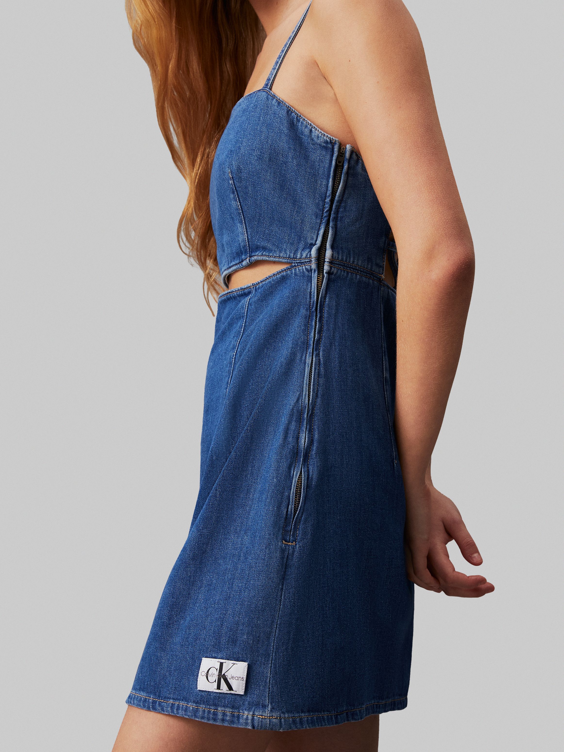 Calvin Klein Jeans Tie Back Denim Mini Dress