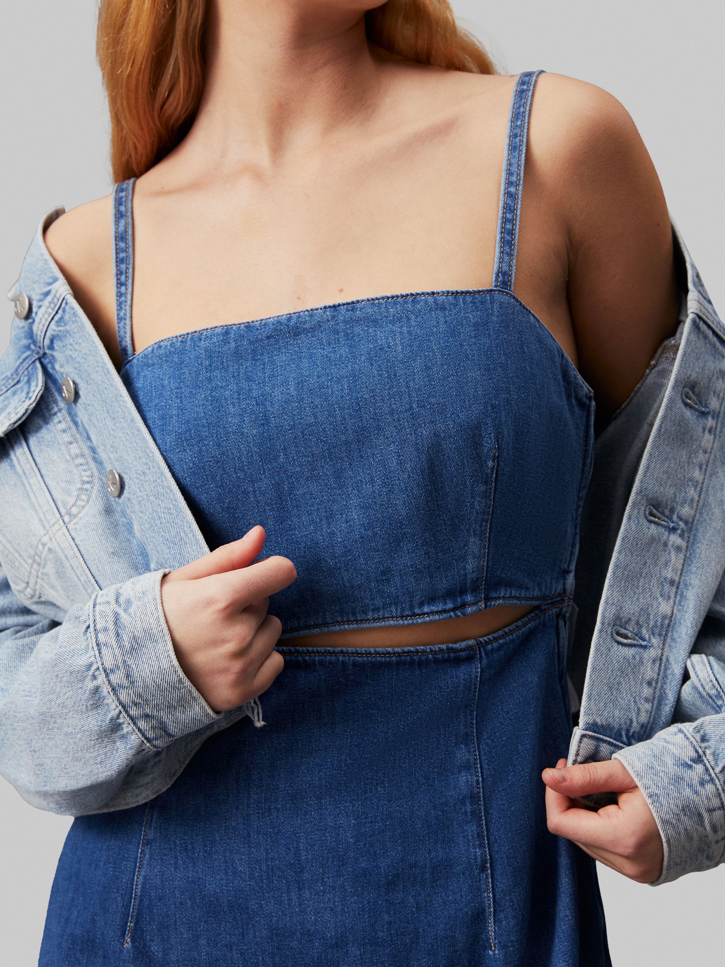 Calvin Klein Jeans Tie Back Denim Mini Dress