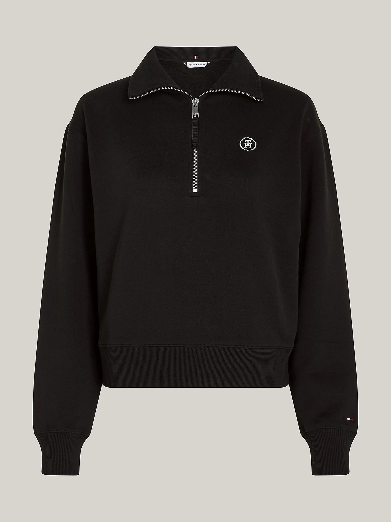 Tommy Hilfiger Monogram Cropped Half Zip Sweatshirt